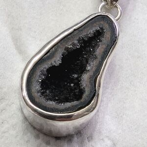 DRUZY AGATE Geode pendant encased in .925 Sterling Silver with 2 silver chains